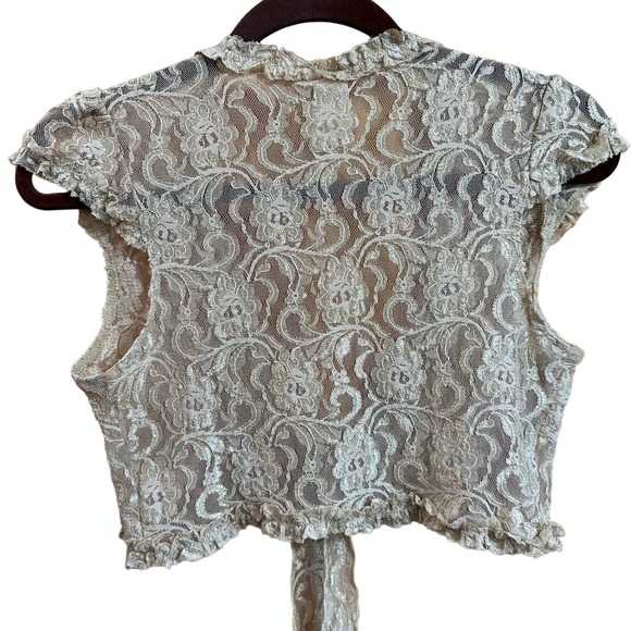 EUC, Studio Y Women’s Size Medium Gold Lace Cardigan - Picture 3 of 7
